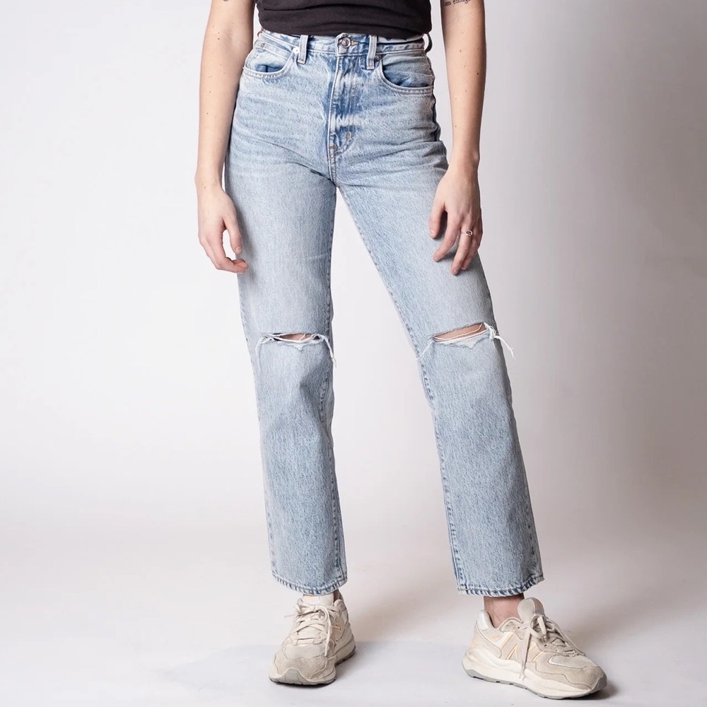 SLVRLAKE London High-Rise Ankle Jeans in Broken Hearts Distressed Knees